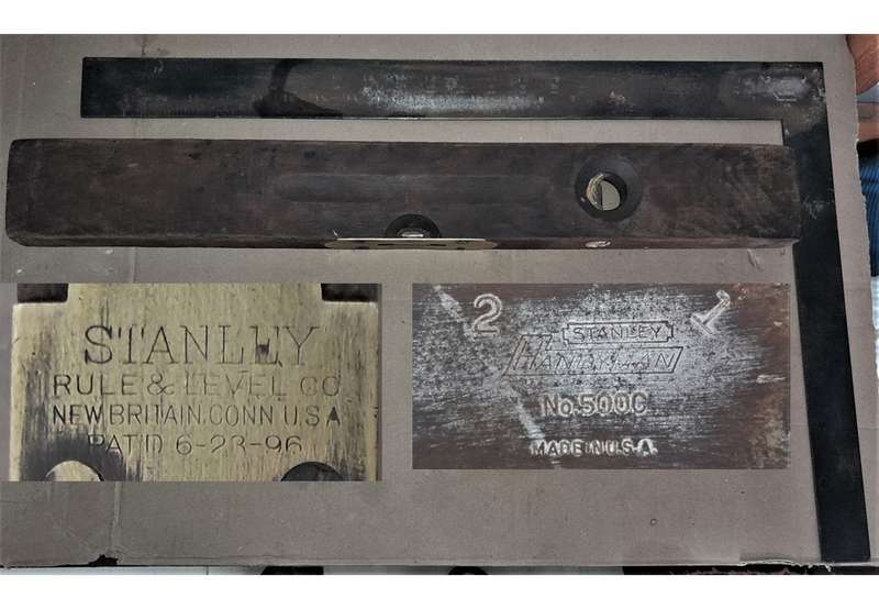 Stanley Handyman No 500C Framing Square & Antique Spirit Level Pat 6-23-96 - see pics