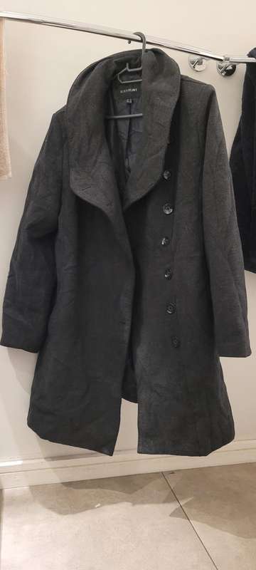 Long coat (EUR 46) dark grey/black