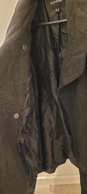 Long coat (EUR 46) dark grey/black