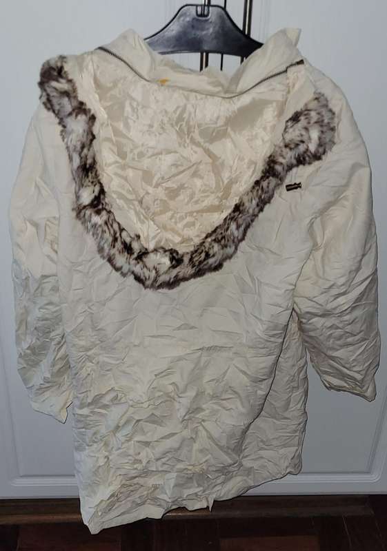 Ladies long jacket with removable hoodie