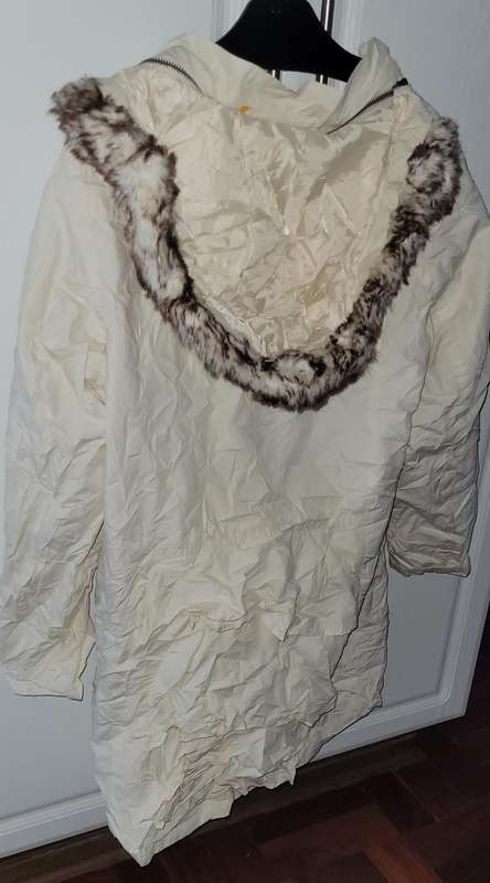 Ladies long jacket with removable hoodie