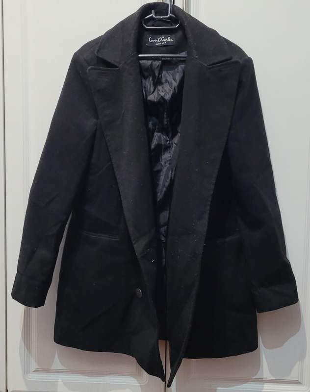 Black mid length coat (EUR 44/UK 16)