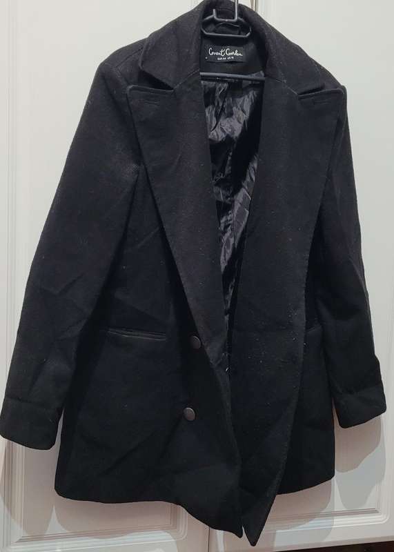 Black mid length coat (EUR 44/UK 16)