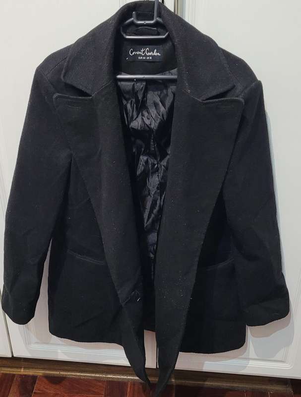 Black mid length coat (EUR 44/UK 16)