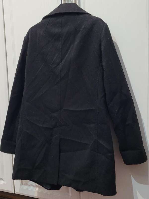 Black mid length coat (EUR 44/UK 16)