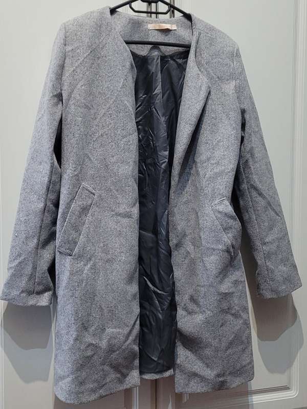 Grey mid length coat (Size L)