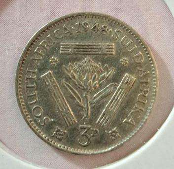 *** 1948 - SA UNION 3 PENCE IN MYLAR #15 ***