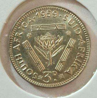 *** 1959 - SA UNION 3 PENCE IN MYLAR #19 ***