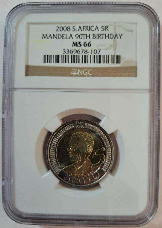 2008 South Africa R5 Nelson Mandela NGC Graded MS66
