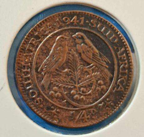 *** 1941 - SA UNION 1/4 PENNY IN MYLAR #49 ***