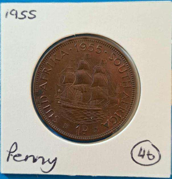 *** 1955 - SA UNION PENNY IN MYLAR #46 ***