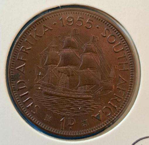 *** 1955 - SA UNION PENNY IN MYLAR #46 ***