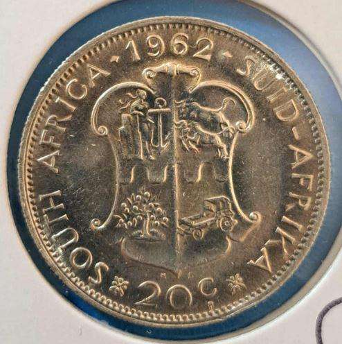 *** 1962 - SA SILVER DECIMAL 20 CENT IN MYLAR #45 ***