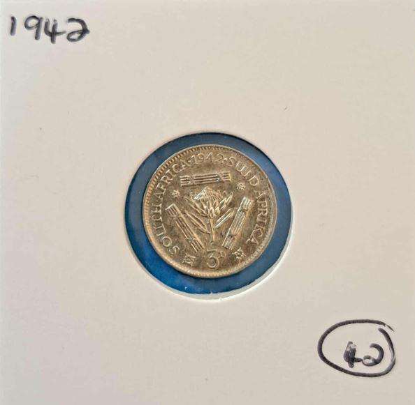 1942 SA Union 3 Pence in Mylar #42