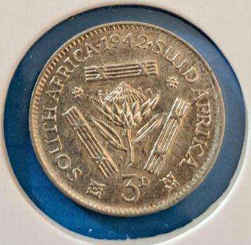 1942 SA Union 3 Pence in Mylar #42