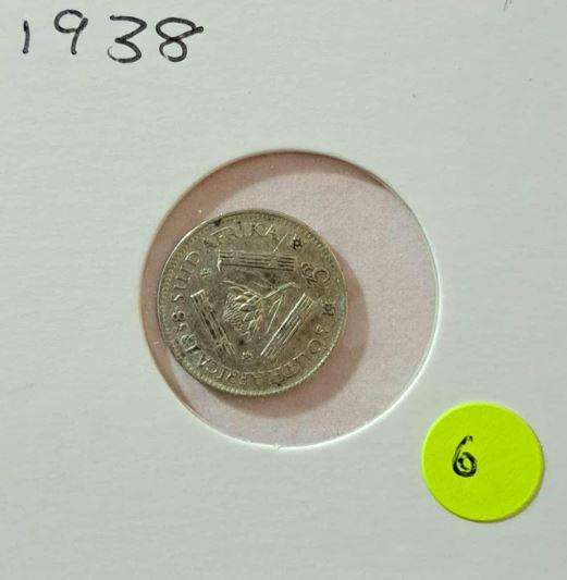 *** 1938 - SA UNION 3 PENCE IN MYLAR #6 ***