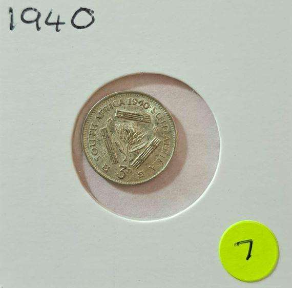 *** 1940 - SA UNION 3 PENCE IN MYLAR #7 ***