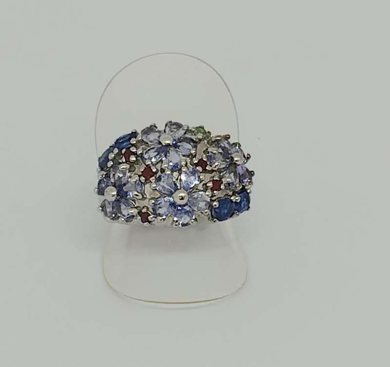 Bold & Beautiful Tanzanite, Rhodolite Garnet, Emerald Ring