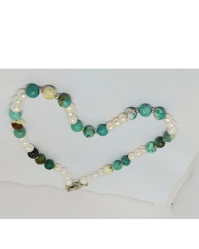 Genuine Freshwater Pearl and Semi-Precious Necklace