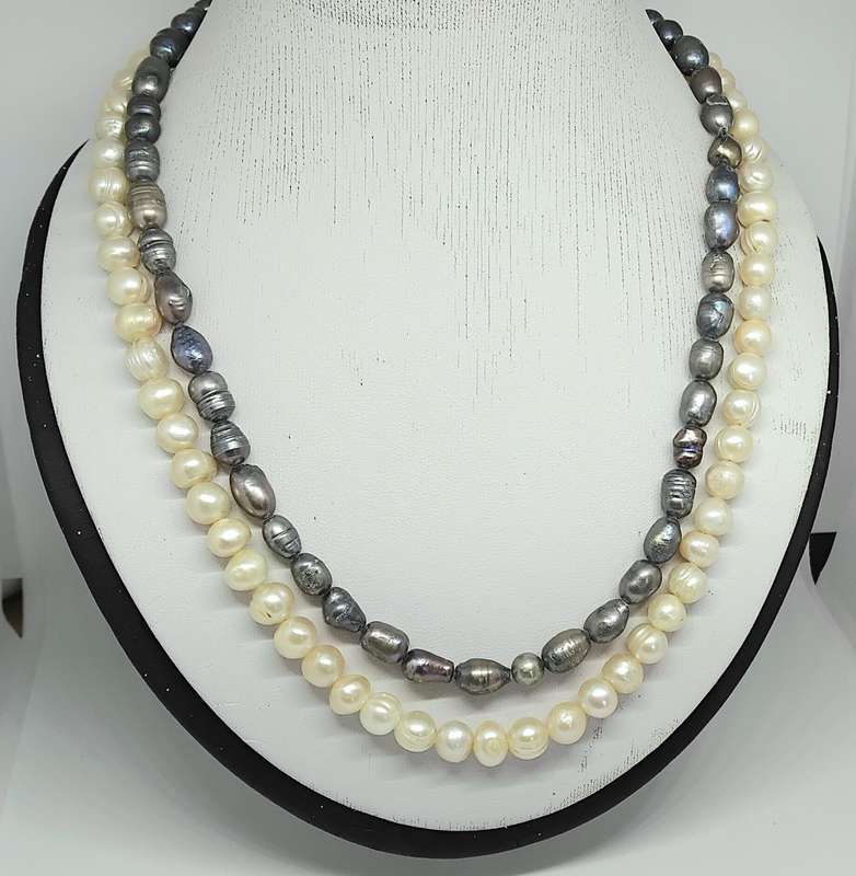 Genuine Pearl Double Strand Necklace