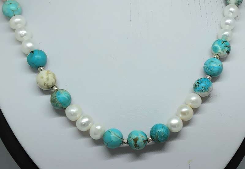 Genuine Freshwater Pearl and Semi-Precious Necklace