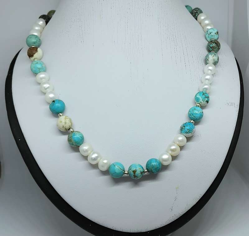 Genuine Freshwater Pearl and Semi-Precious Necklace