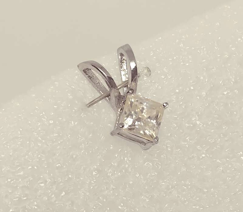 REDUCED 2.15ct Princess Cut Moissanite Solitaire Pendant - Classic Design