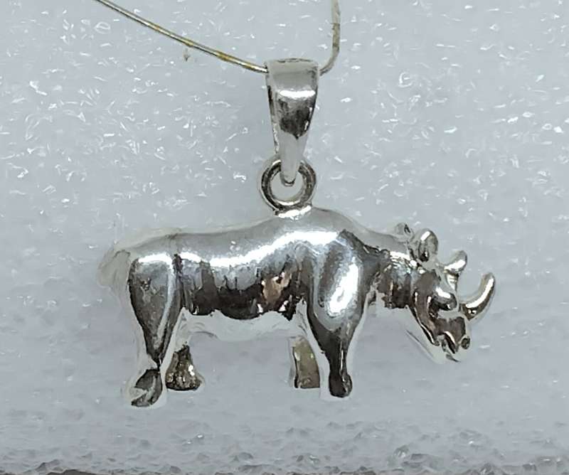 Sterling Silver Rhino Pendant  - Solid 7g!!
