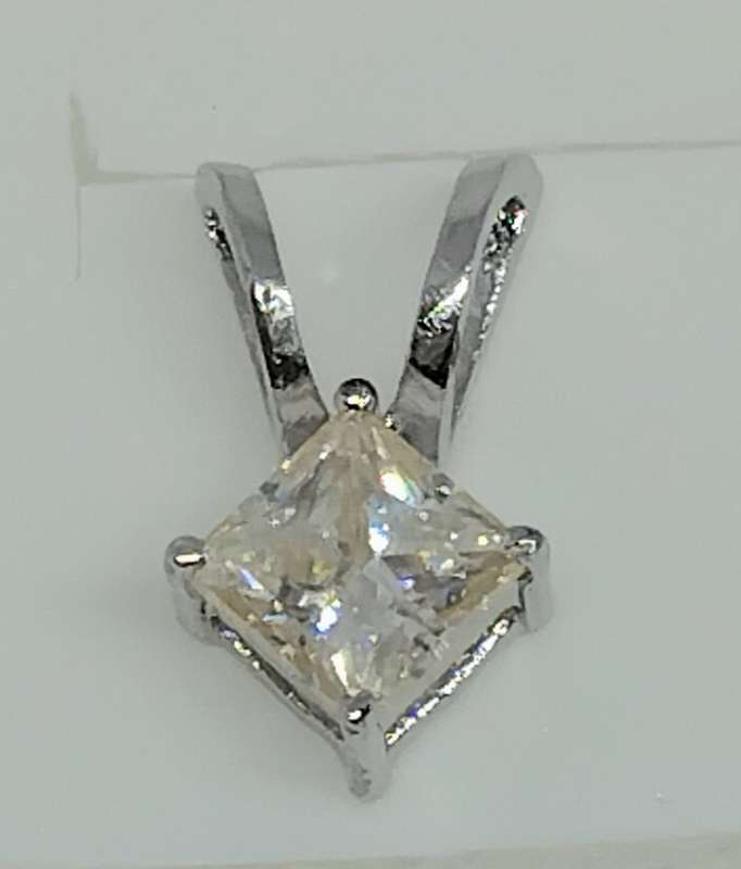 REDUCED 2.15ct Princess Cut Moissanite Solitaire Pendant - Classic Design