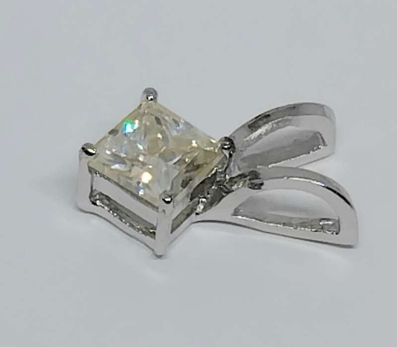 REDUCED 2.15ct Princess Cut Moissanite Solitaire Pendant - Classic Design