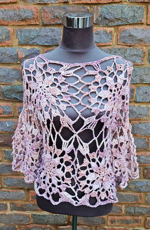 Handmade crochet cotton top, size 36/38, new
