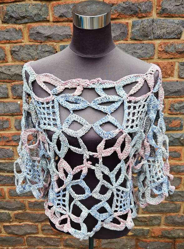 Handmade crochet cotton top, size 36/38, new