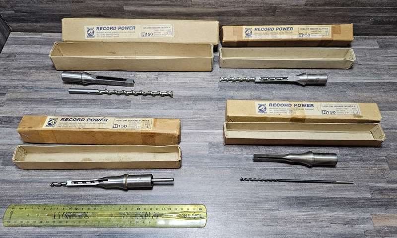 5X Record Power Morticer Chisels a & Bits, Made in England