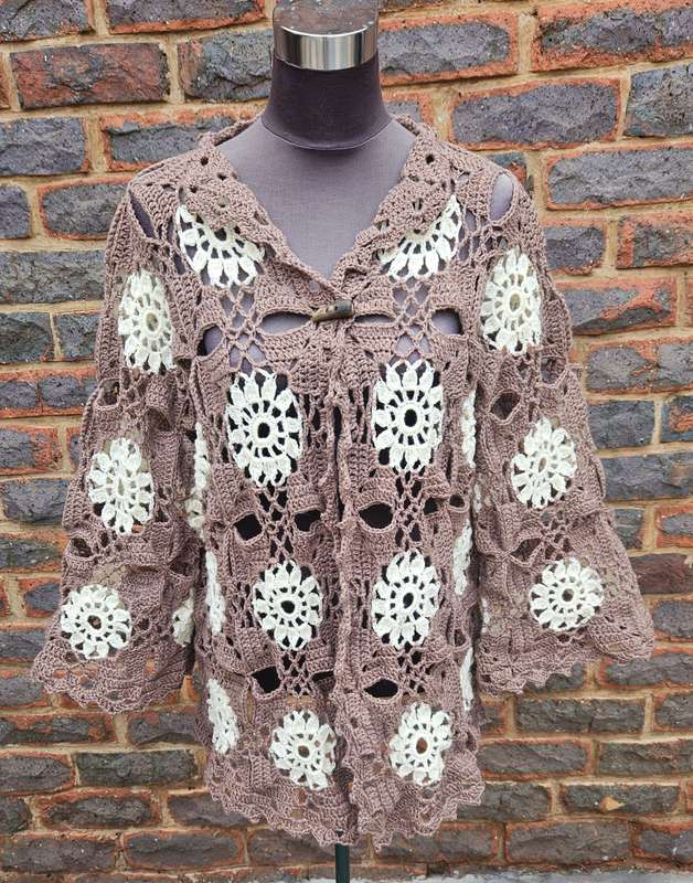 Handmade crochet lightweight cardigan, size 42-46