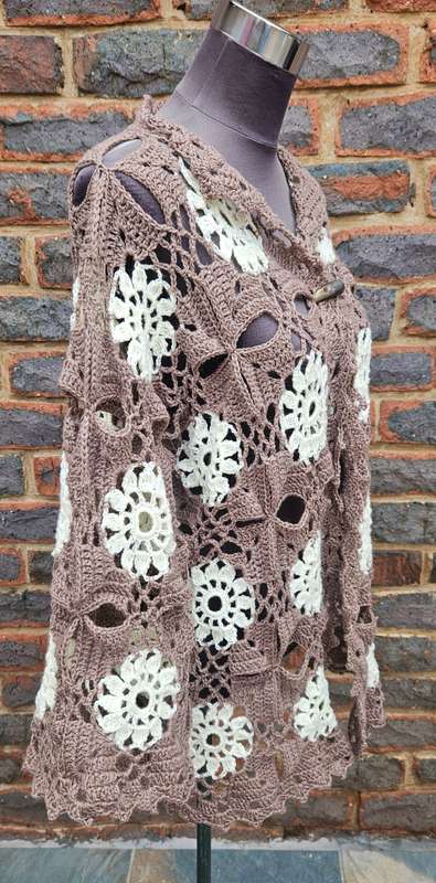 Handmade crochet lightweight cardigan, size 42-46