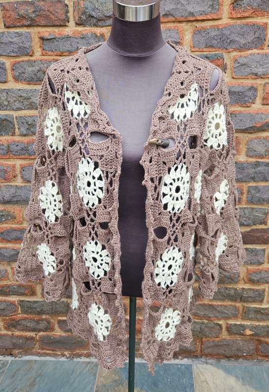 Handmade crochet lightweight cardigan, size 42-46