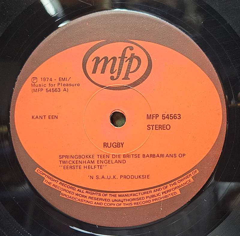 Springbokke teen die Britse Barbarians op Twickenham Engeland. 31 Januarie 1970 lp