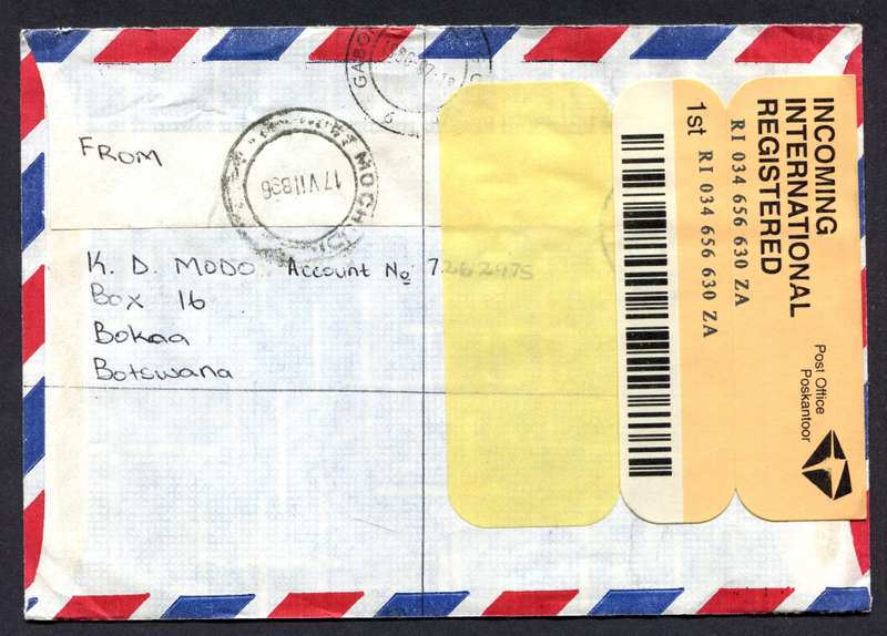 Botswana - Small Size Registered Cover