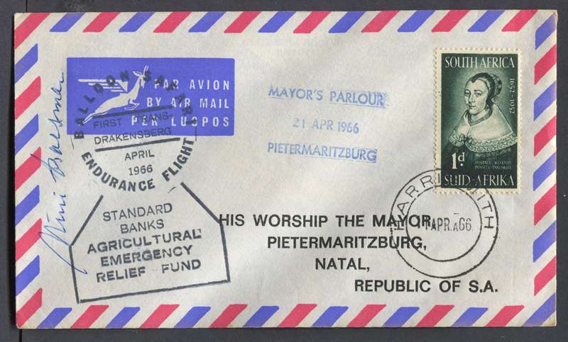 Union of SA/RSA - Signed Baloon Flight Cover