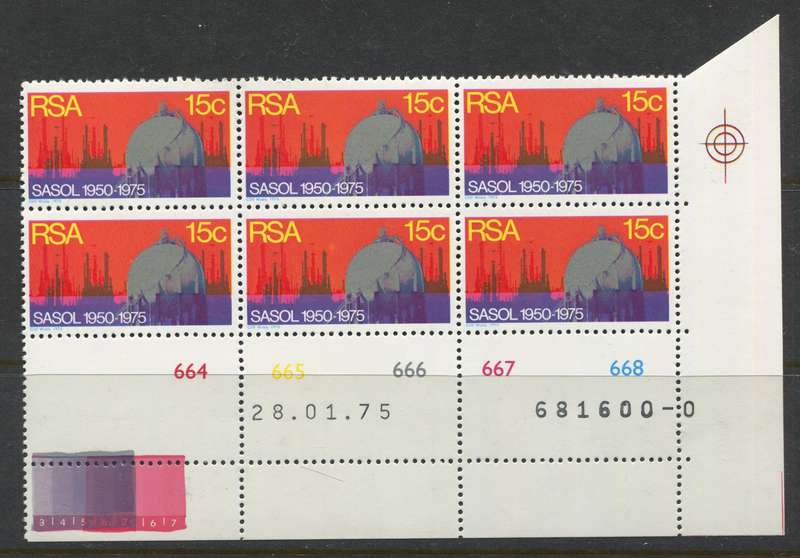 RSA - 1 Control Block Of 6 - 1975 - MNH