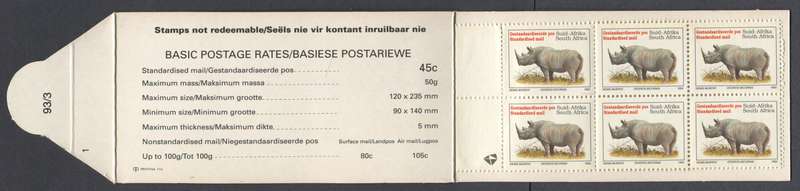 RSA - Booklet - 1993 - "93/3 1" - MNH
