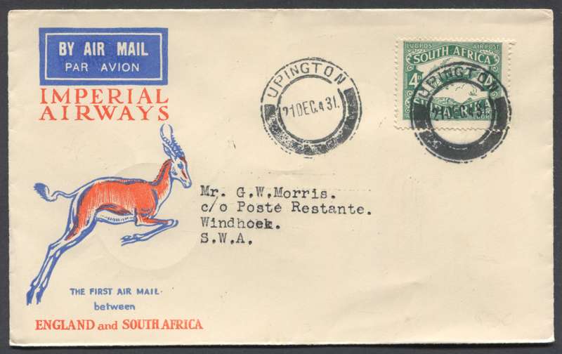 Union of SA - Flight Cover - Upington to Windhoek