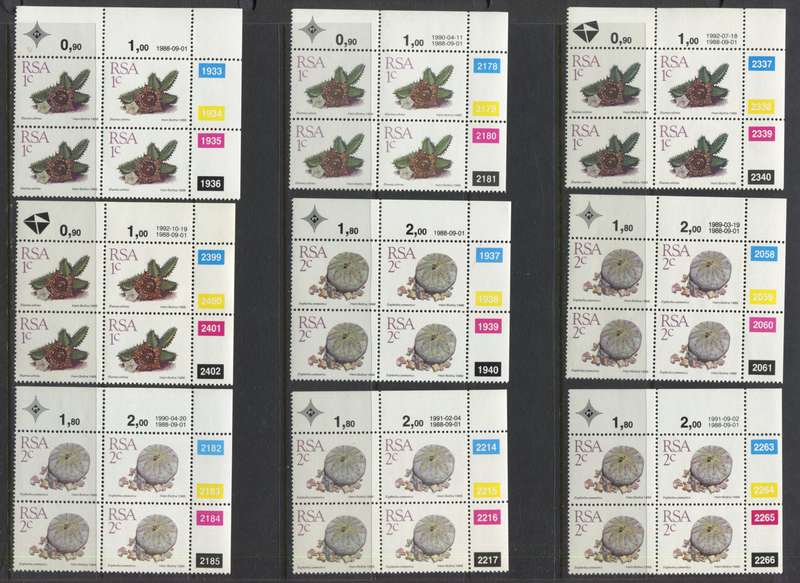 RSA - 51 Control Blocks of 4 + 4 Coil Strips of 5 - 1988/93 - MNH