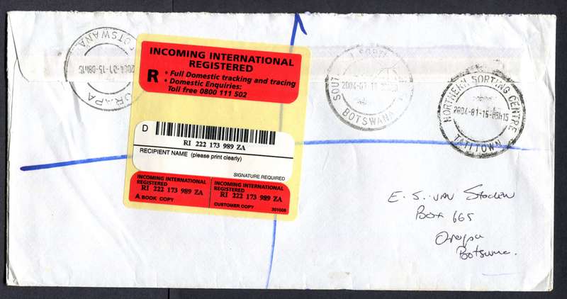 Botswana - "Maxi" Size Registered Cover