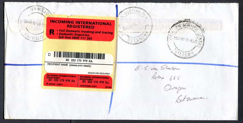 Botswana - "Maxi" Size Registered Cover