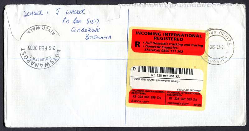 Botswana - "Maxi" Size Registered Cover