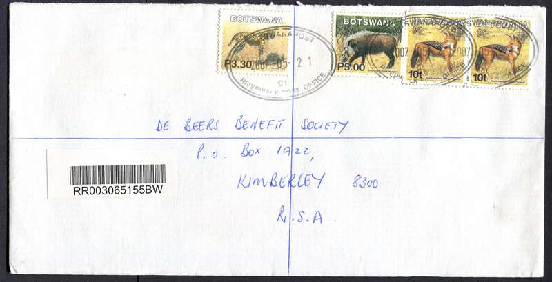 Botswana - "Maxi" Size Registered Cover