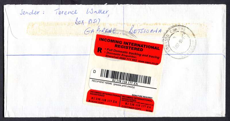 Botswana - "Maxi" Size Registered Cover