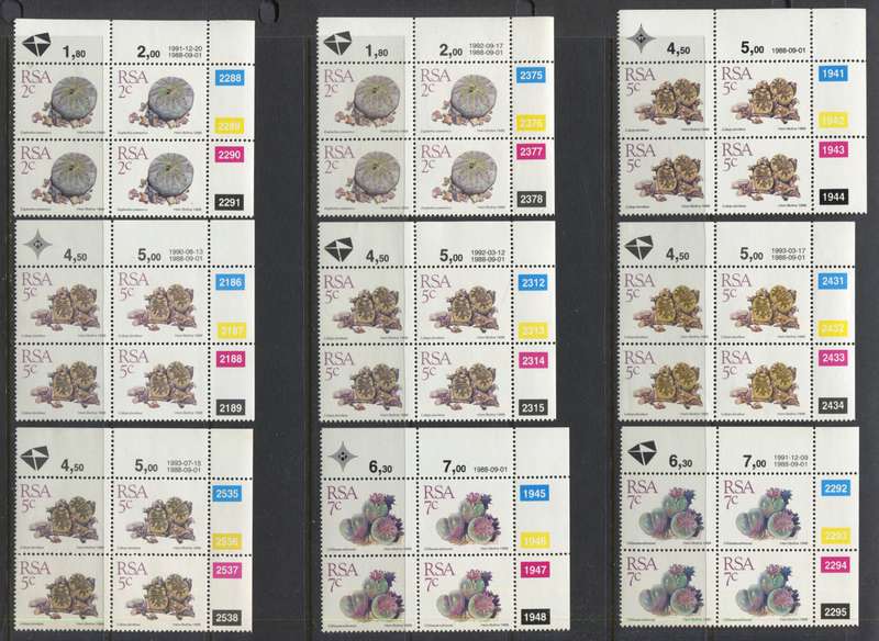 RSA - 51 Control Blocks of 4 + 4 Coil Strips of 5 - 1988/93 - MNH