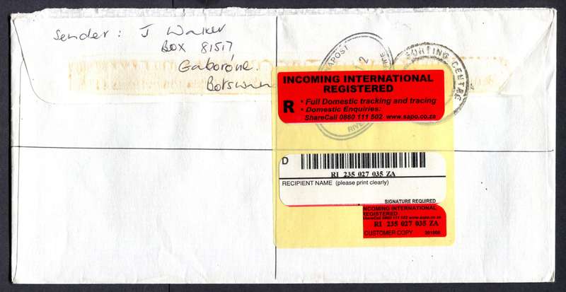Botswana - "Maxi" Size Registered Cover